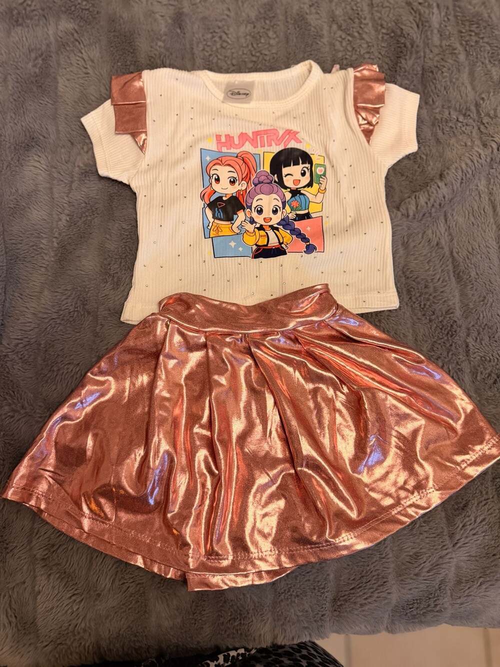 Disney Huntrix Girls 2-Piece Metallic Skirt and Top Set